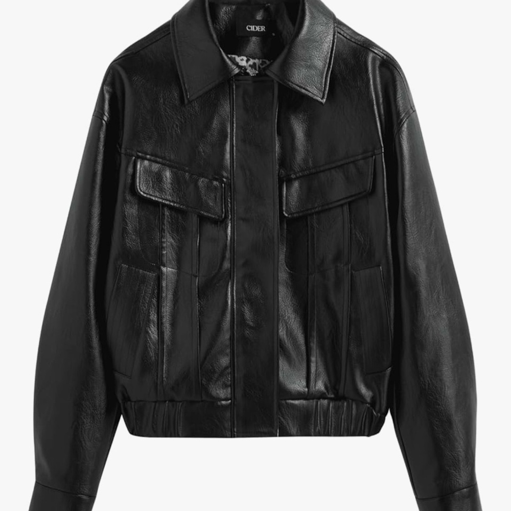 Cider Jet Black Bomber Jacket